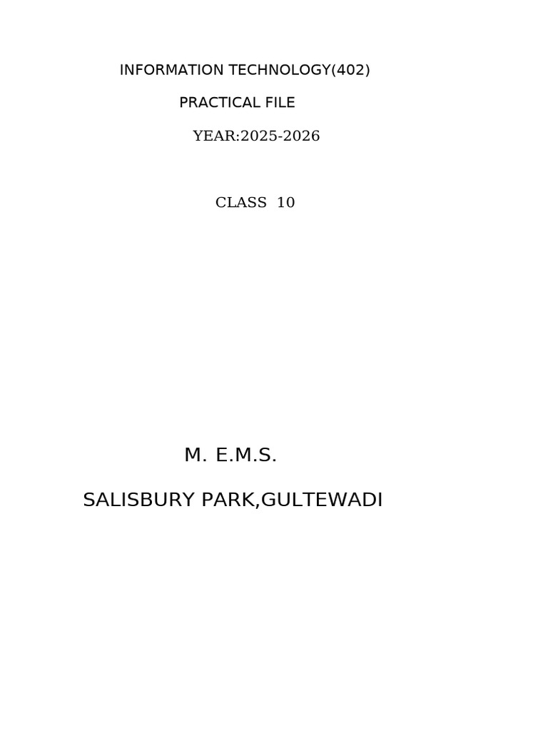 Class 10 IT Practical File 2025-2026 | PDF