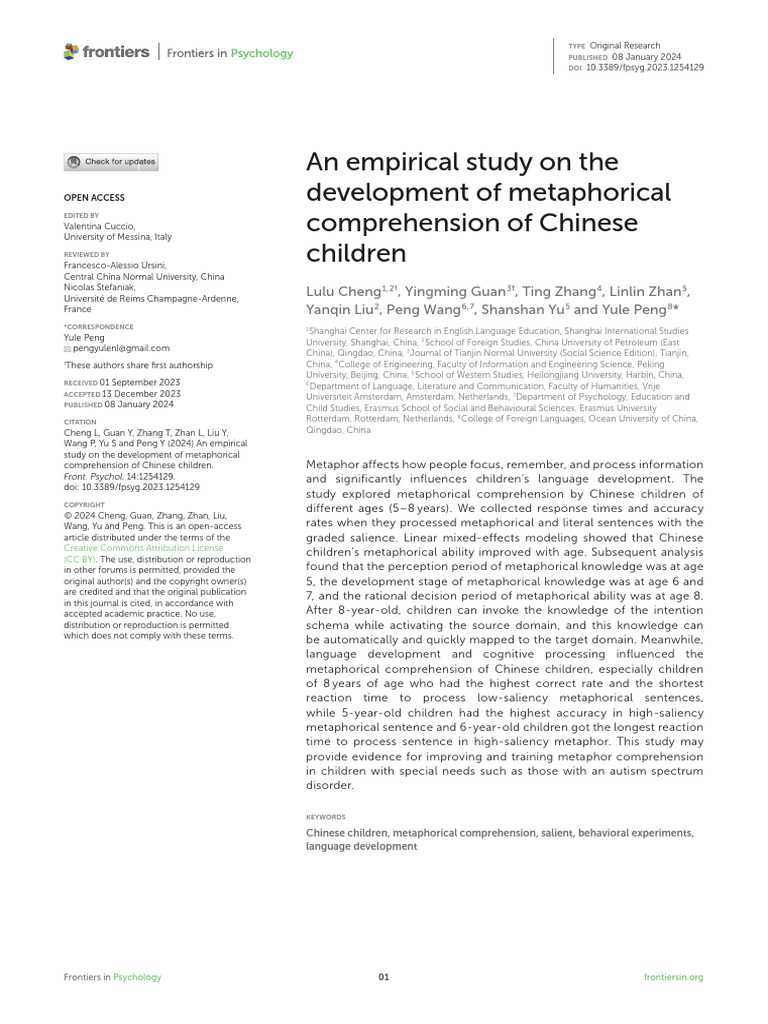 An Empirical Study on the Development of Metaphorical Comprehension of ...