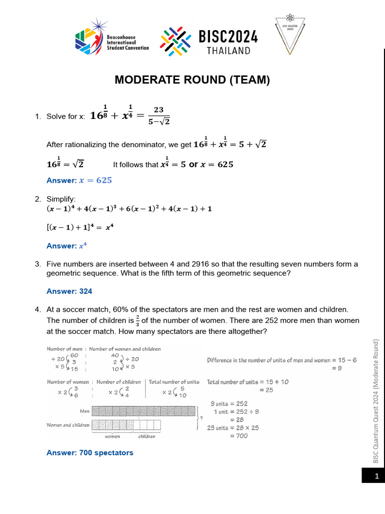 BISC Quantum Quest 2024: Math Problems | PDF | Area | Chess Openings