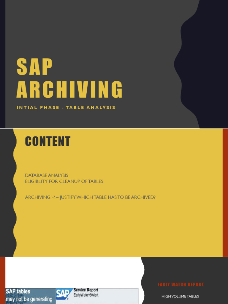 SAP Archiving Table Analysis Guide | PDF