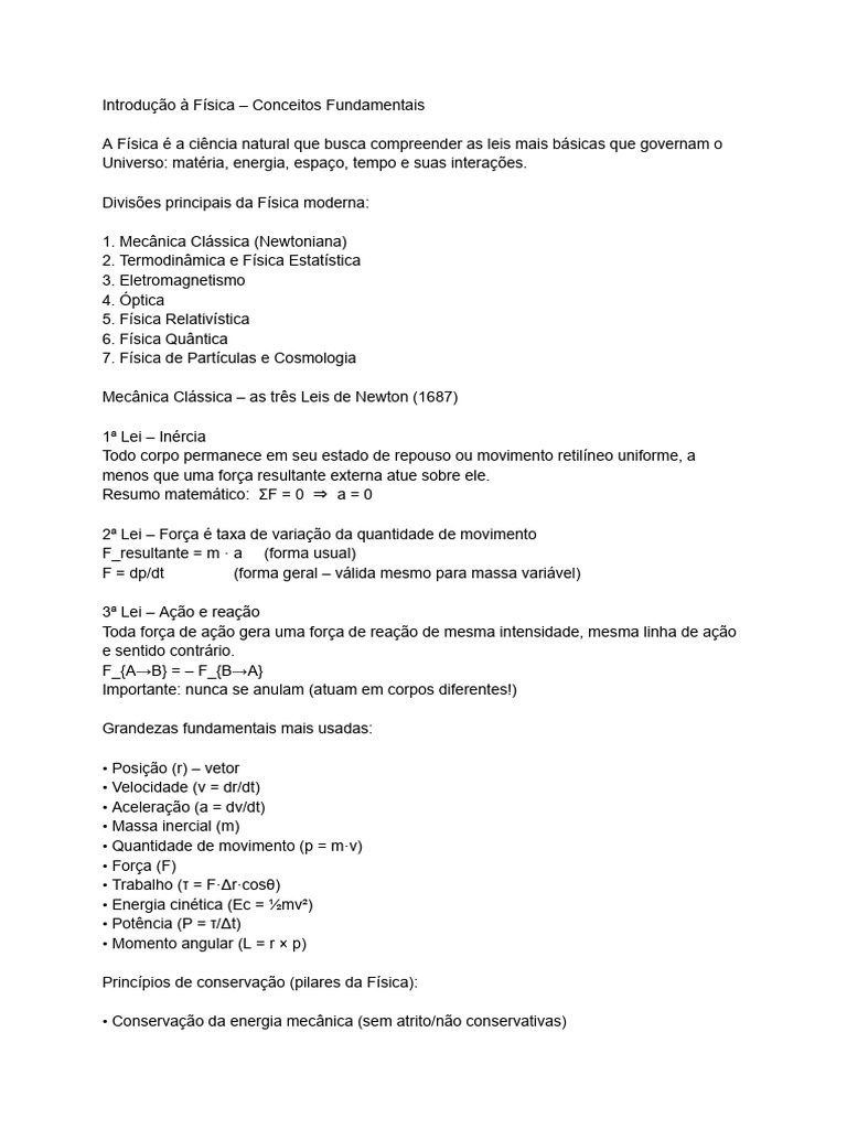 Fundamentos da Física: Conceitos e Leis | PDF | Física | Força