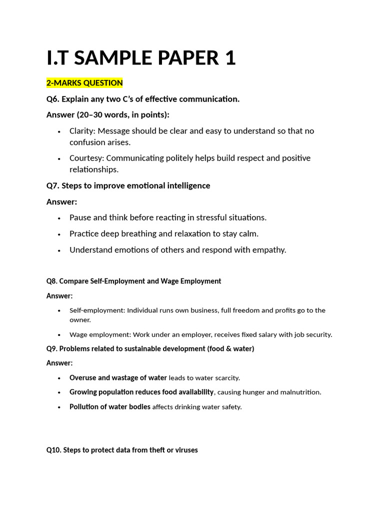 Sample Paper 1 Sol. | PDF | Hyperlink