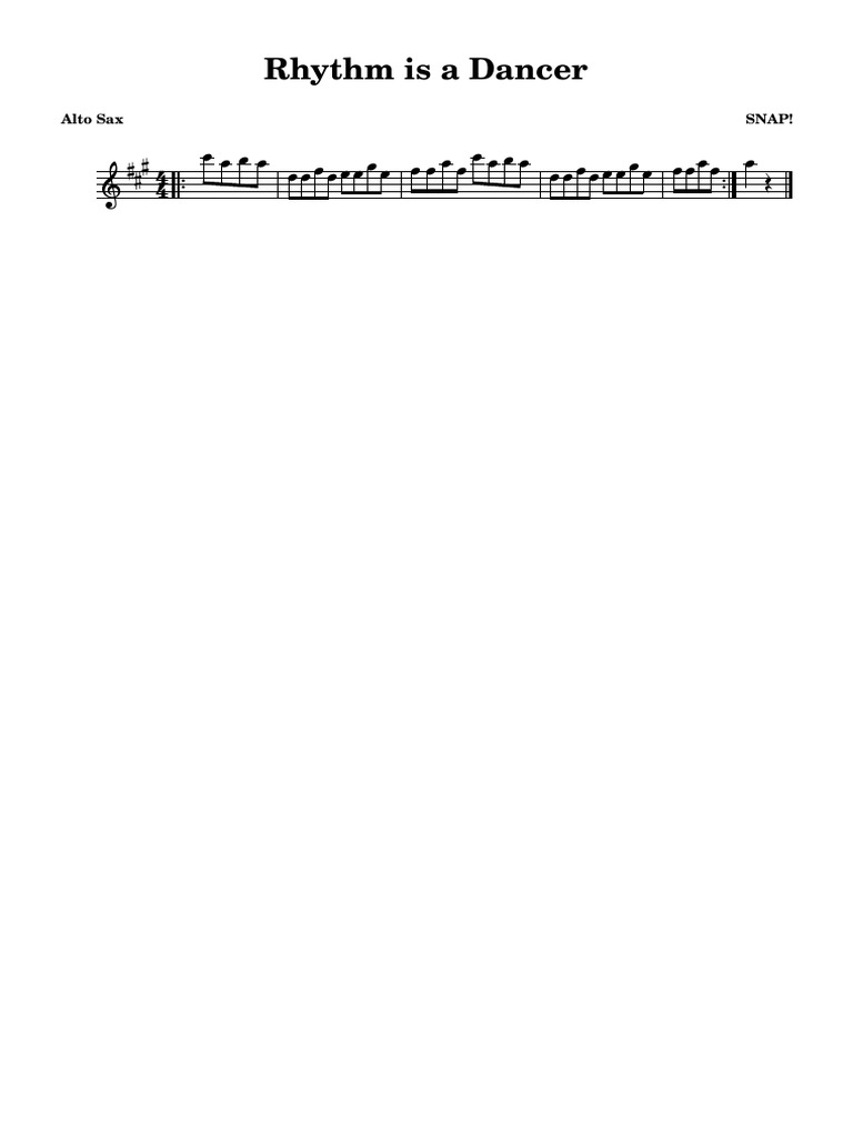 Rhythm is a Dancer: Alto Sax Sheet Music | PDF