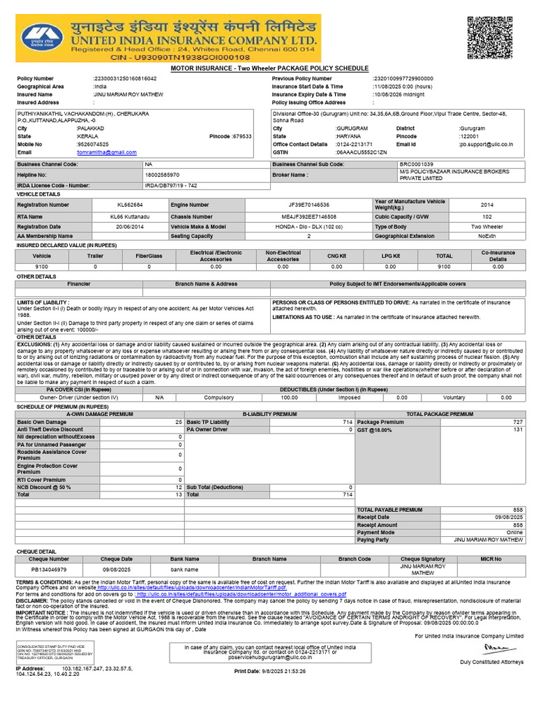 22300031250160816042KL662684.pdf; size=138634 | PDF | Insurance | Cheque