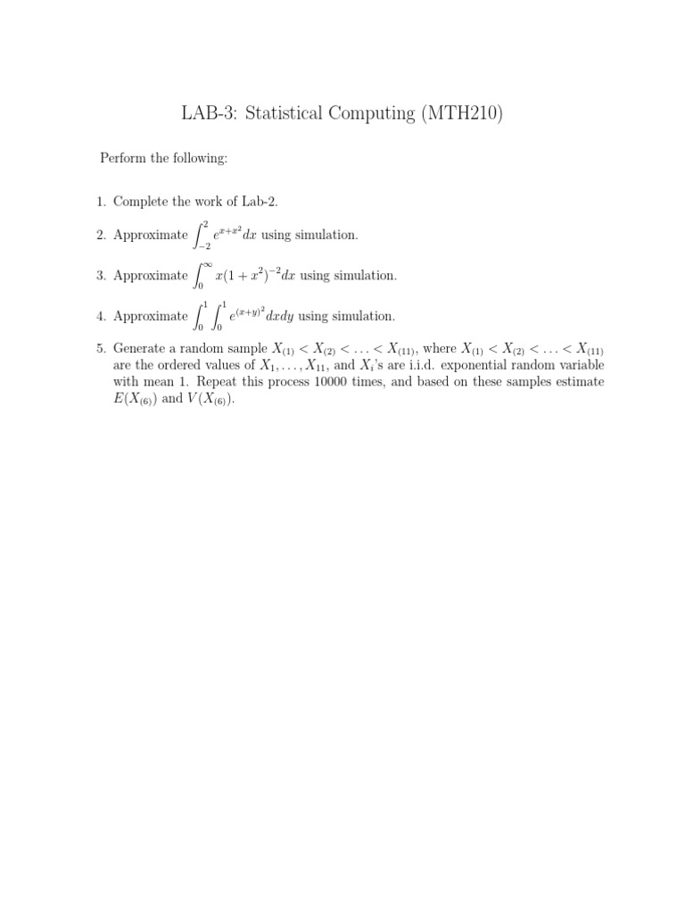 Statistical Computing Lab-3 Exercises | PDF