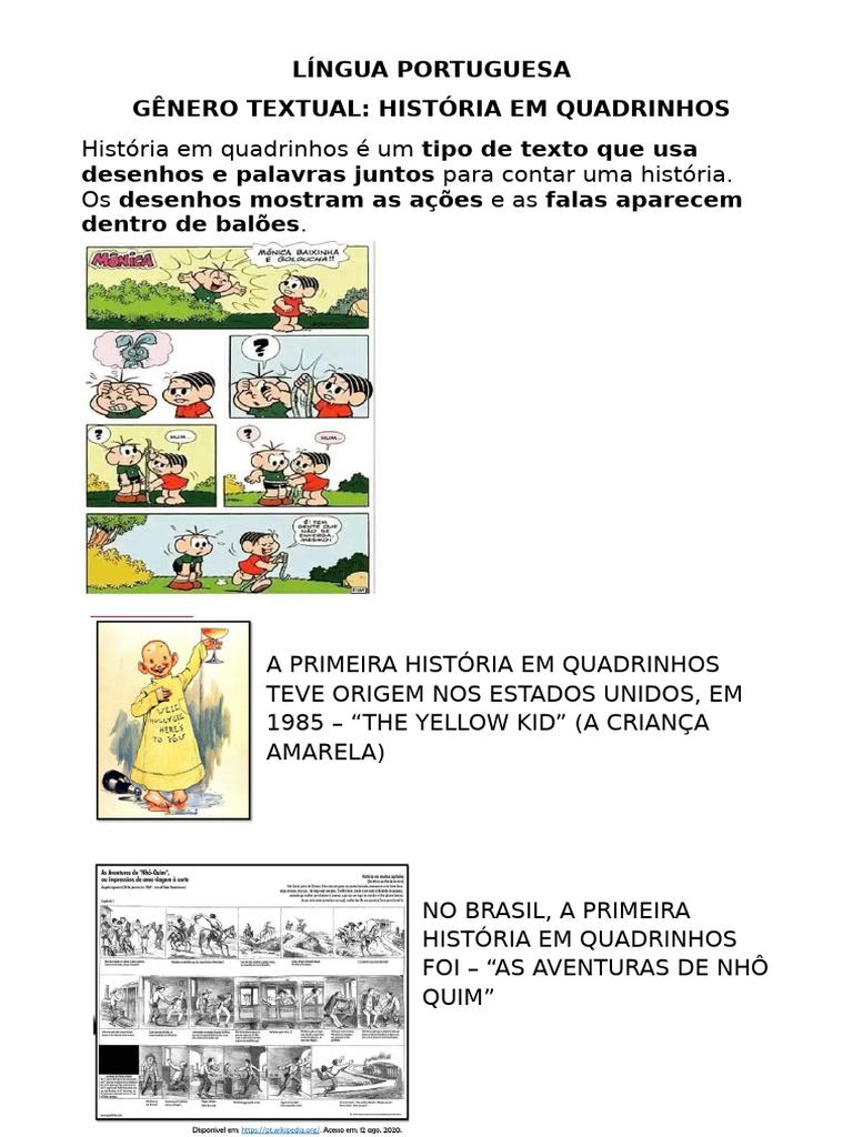 História em Quadrinhos: Características e Origem | PDF
