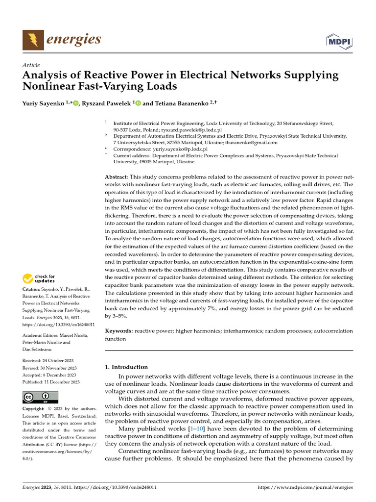Reactive Power Analysis for Nonlinear Loads | PDF | Ac Power | Electricity