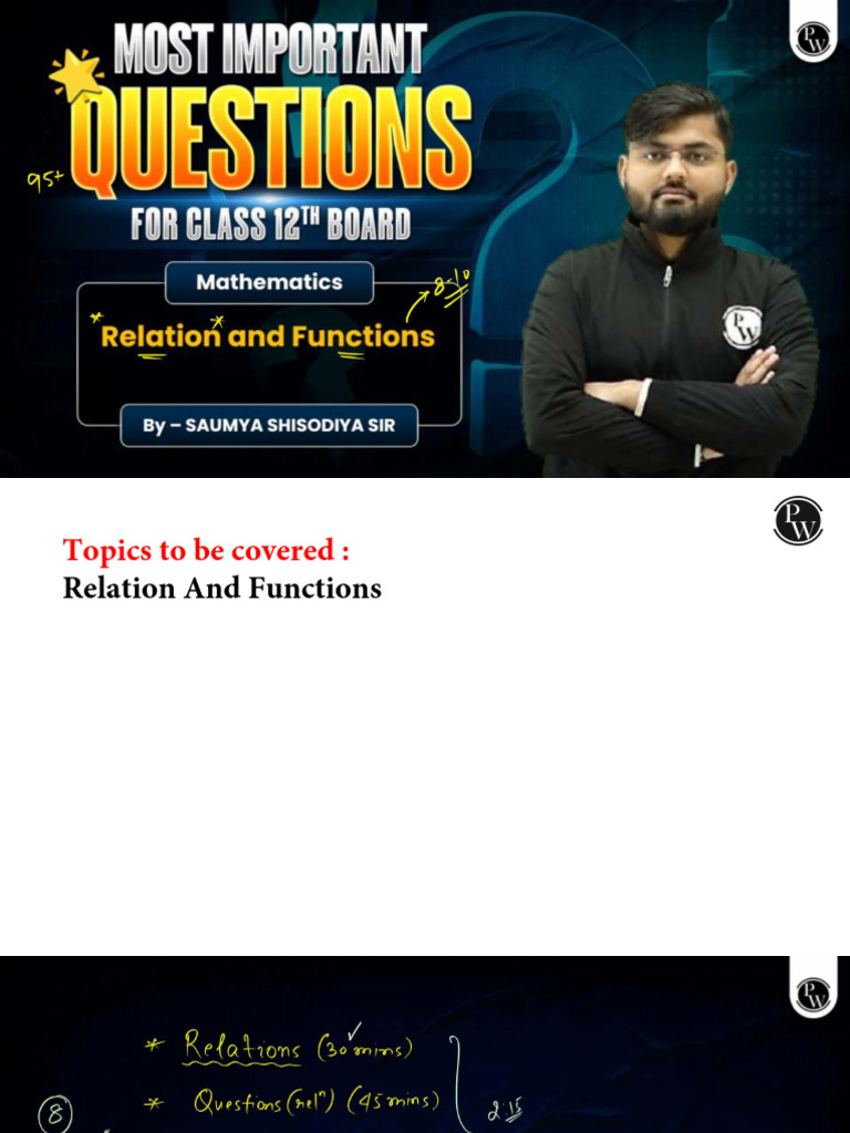 Relation and Functions Class Notes | PDF