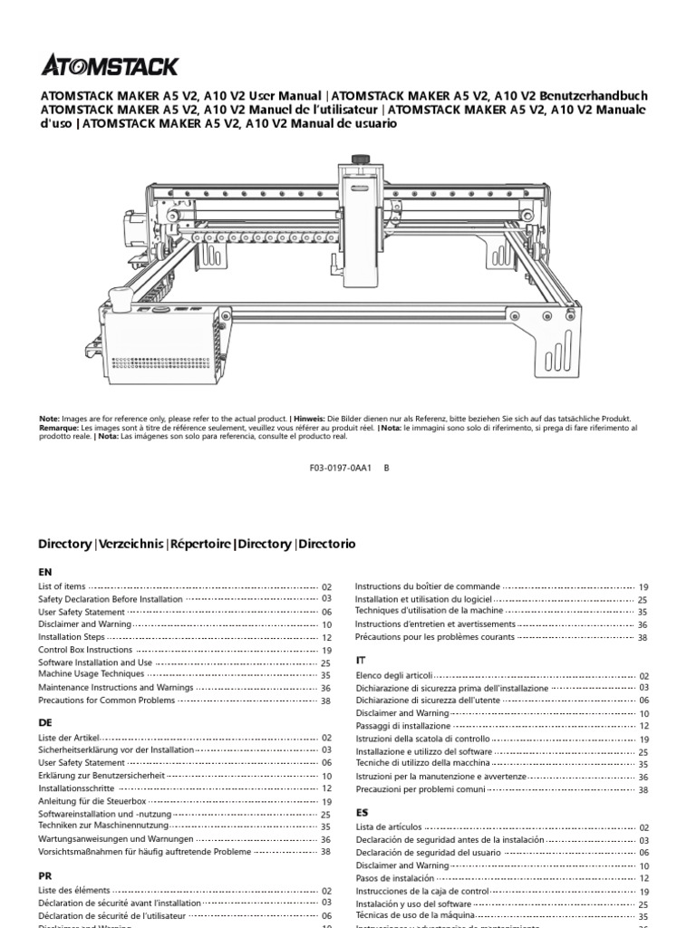 ATOMSTACK MAKER A10 V2 Series Engraber User Manual | PDF