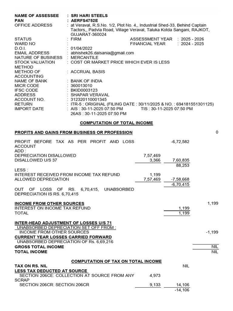 Computation of Income | PDF | Expense | Depreciation