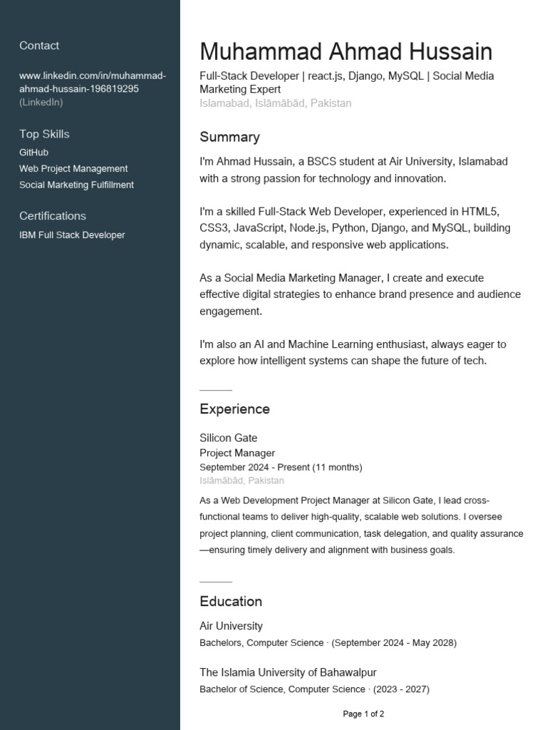 Profile | PDF | Web Development | Software Engineering