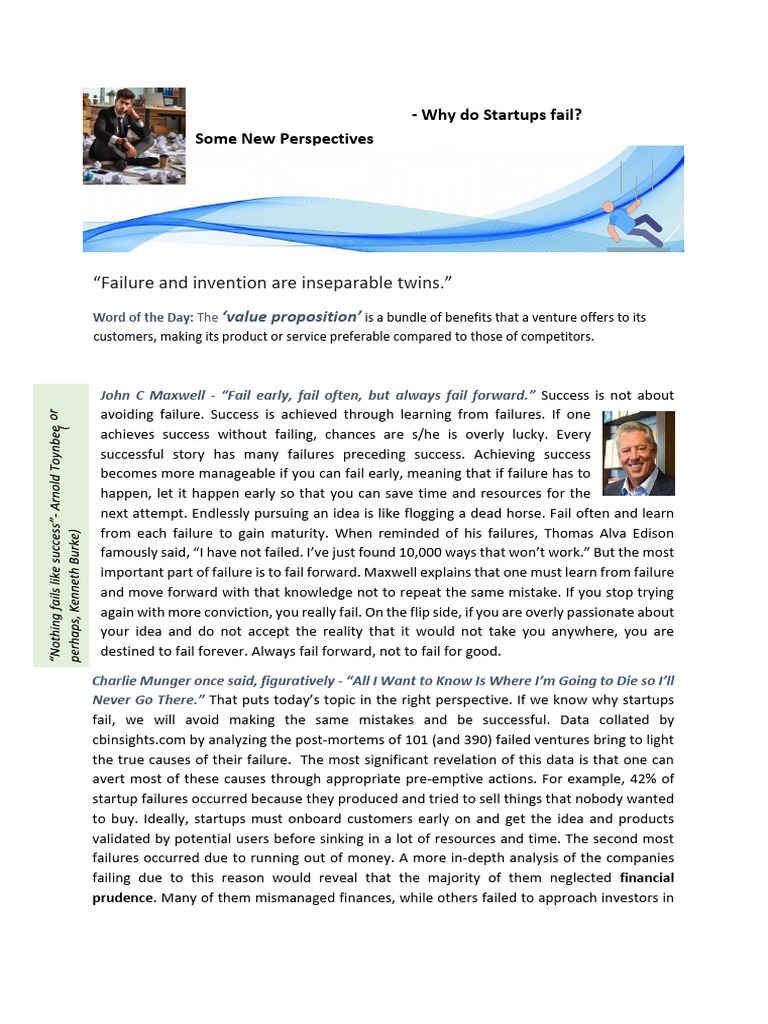 Causes of Startup Failures Explained | PDF | Startup Company | Small ...