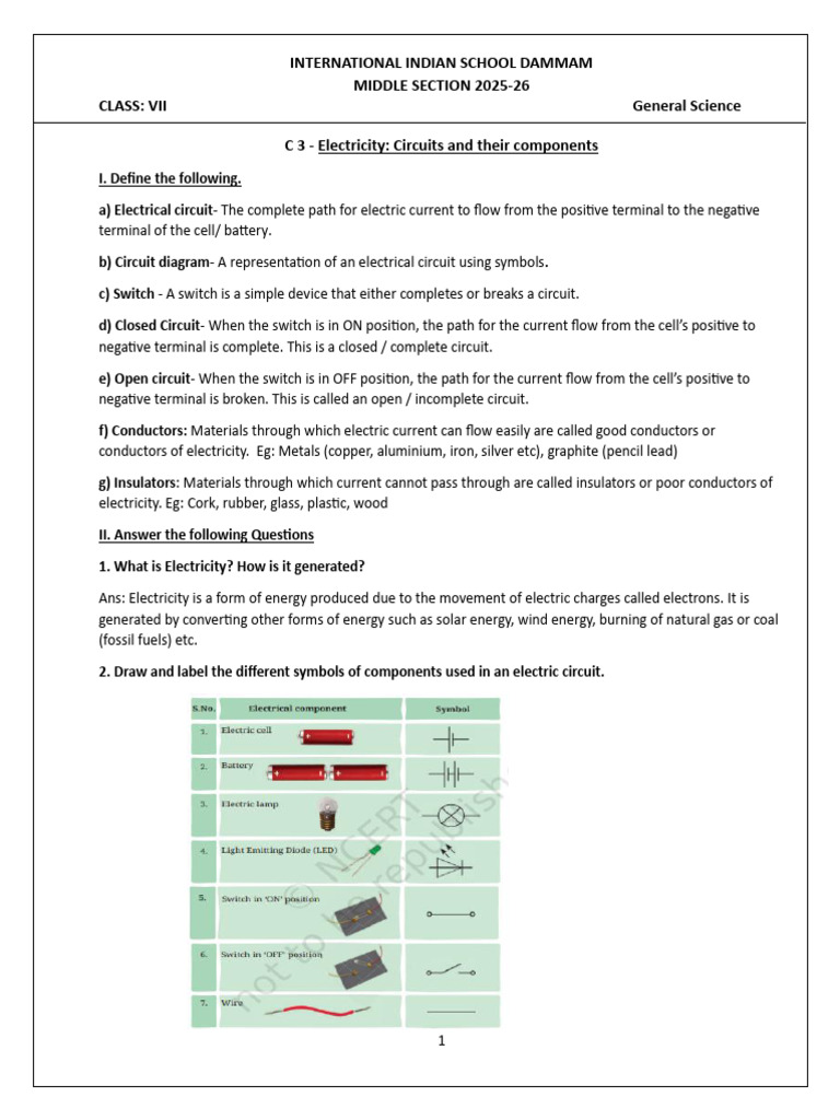 Electricity- Notes (1) | PDF | Incandescent Light Bulb | Electric Current