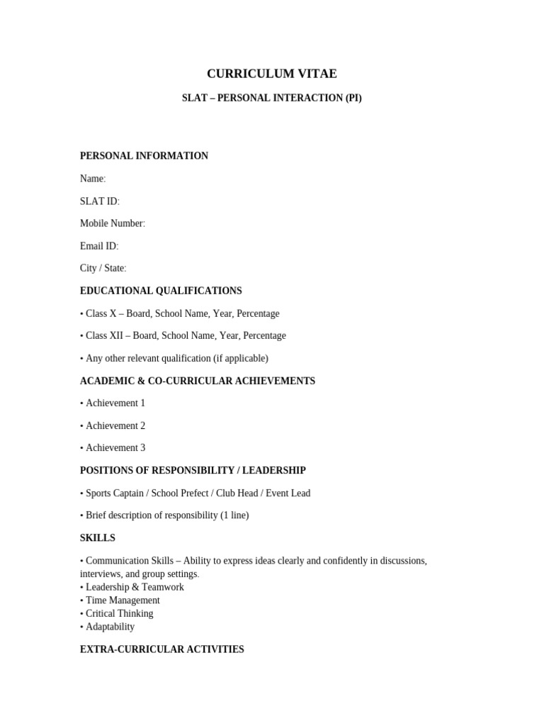 Comprehensive CV Template for Students | PDF