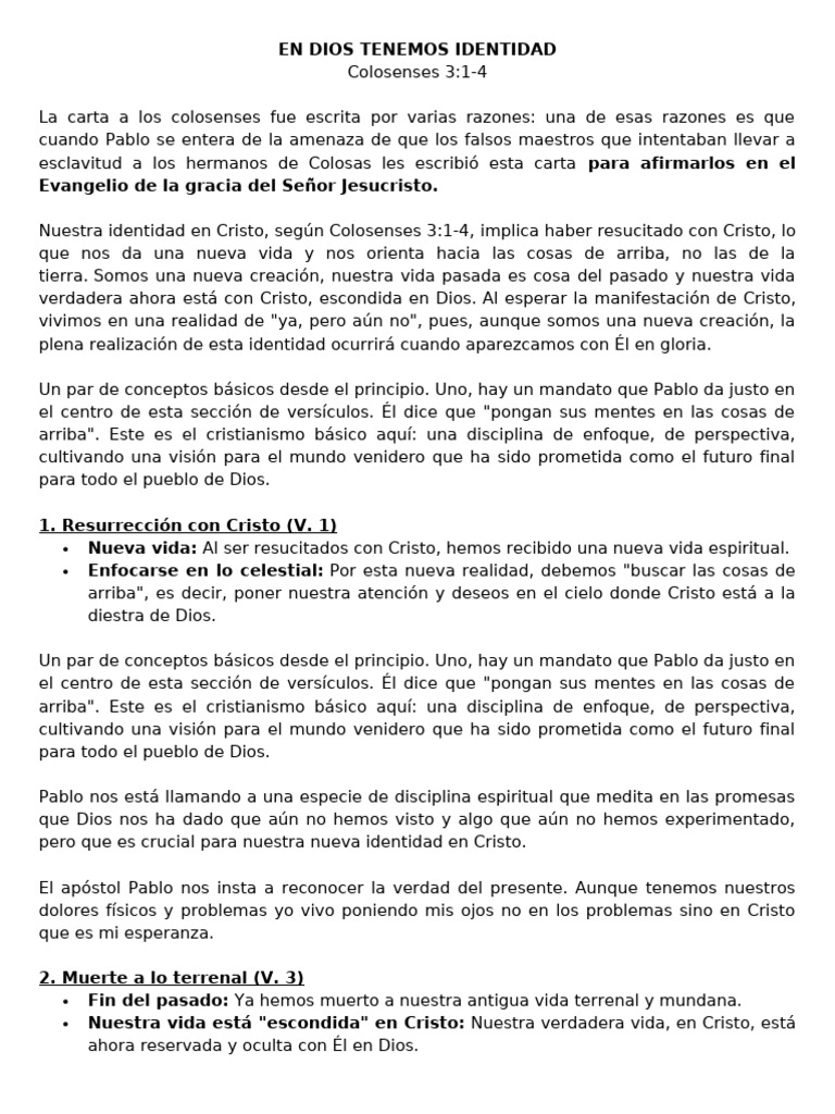 En Dios Tenemos Identidad | PDF | Cristo (título) | La resurrección de ...