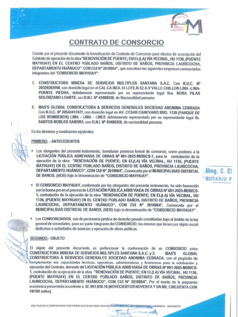 Contrato de Consorcio | PDF