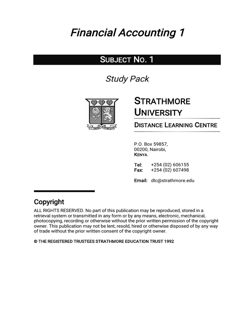 Financial Accounting Study Pack Guide | PDF | Debits And Credits ...