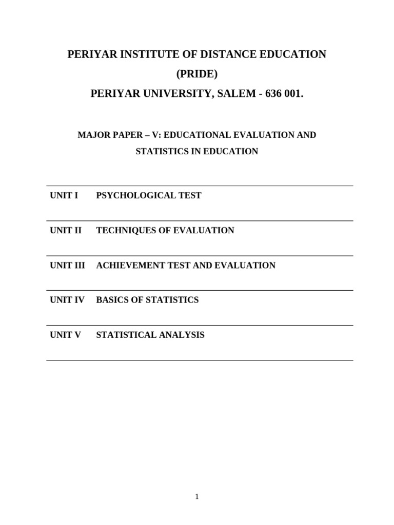Educational Evaluation & Statistics Guide | PDF | Validity (Statistics ...