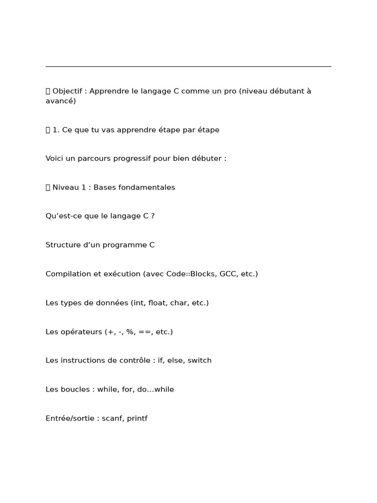 Formation Complète en Langage C | PDF | Structure de contrôle | C ...