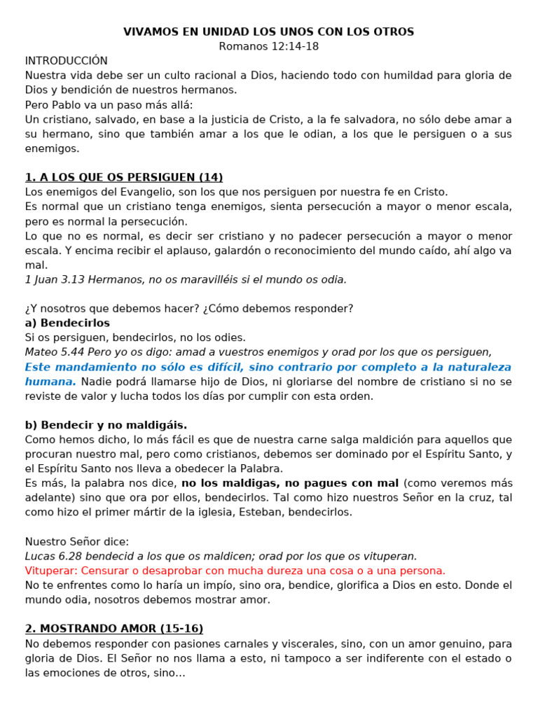 Vivamos en Unidad Los Unos Con Los Otros | PDF | Cristo (título) | Amor