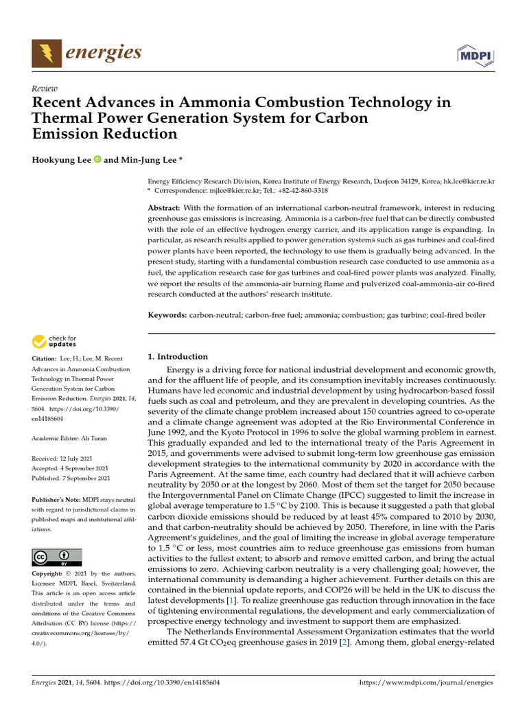 Energies 14 05604 v2 | PDF | Fossil Fuel Power Station | Combustion