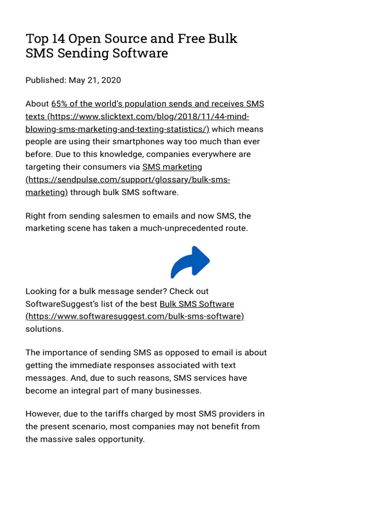 Top 14 Open Source and Free Bulk SMS Sending Software | PDF | Mobile ...