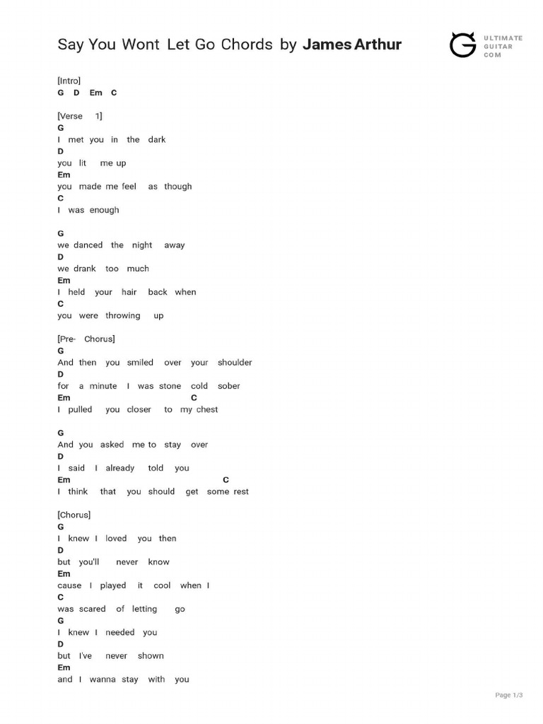 Say You Wont Let Go Chords Lyrics | PDF