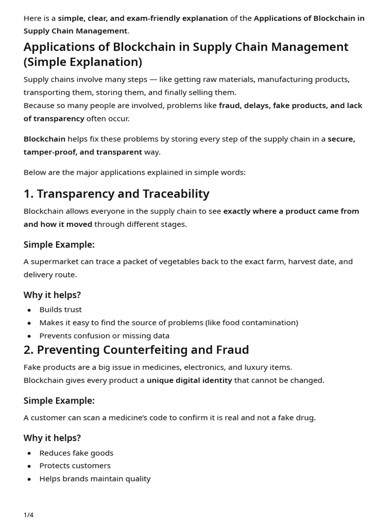 Blockchain Applications in Supply Chains | PDF | Supply Chain ...