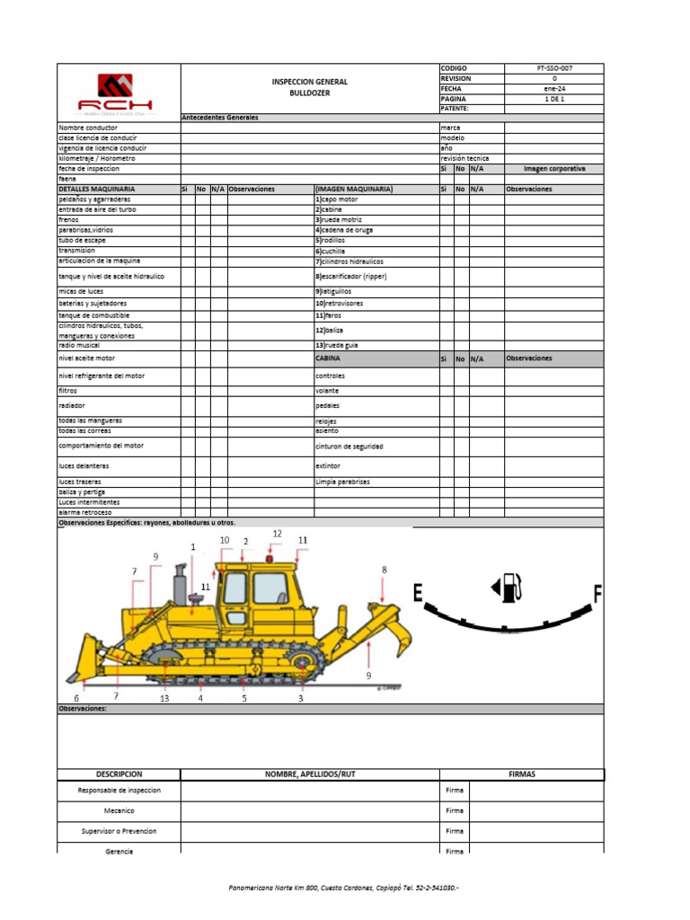Inspección Técnica de Bulldozer 2024 | PDF | Vehículos con tracción ...