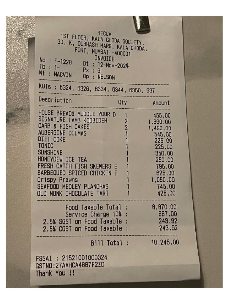 Food Bill 13 | PDF