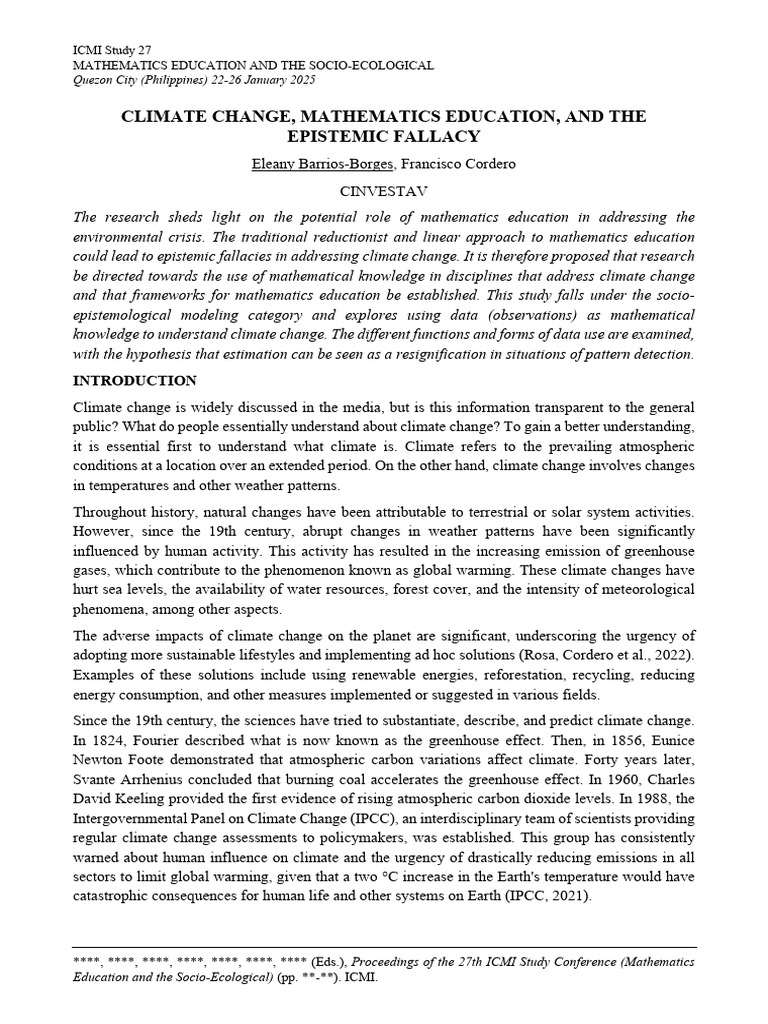 Mathematics Education for Climate Action | PDF | Climate Change | Knowledge