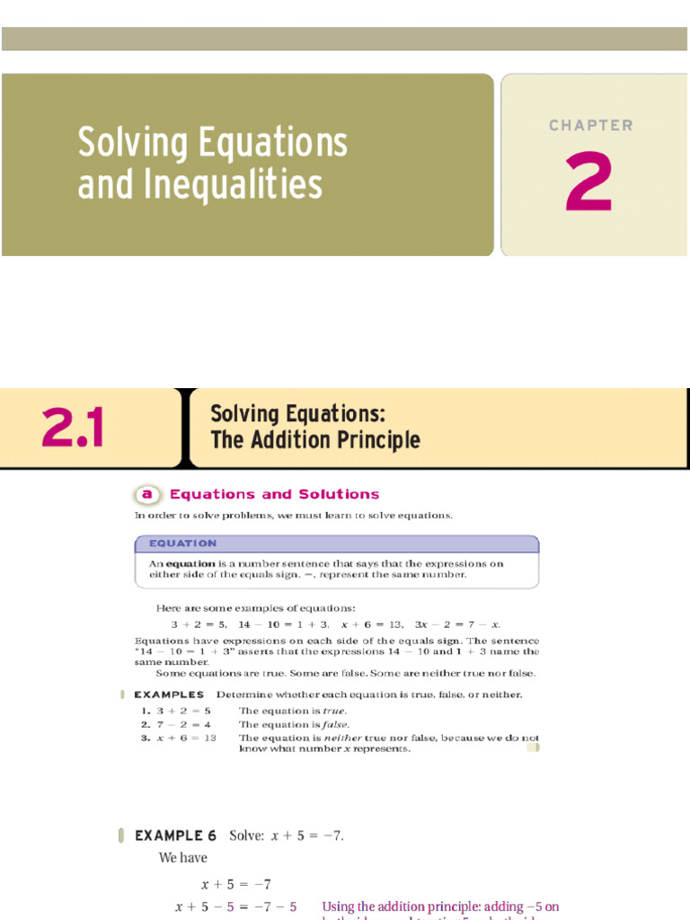 Chapter 02 Solving Equation and Inequalities | PDF