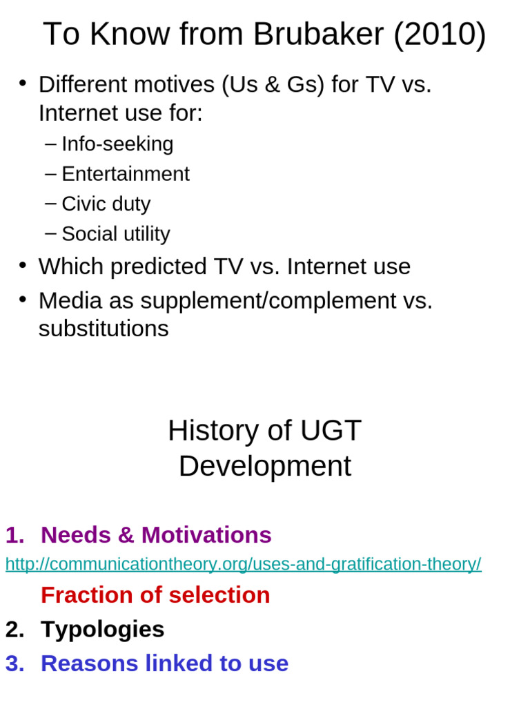 Uses & Gratifications Theory | PDF