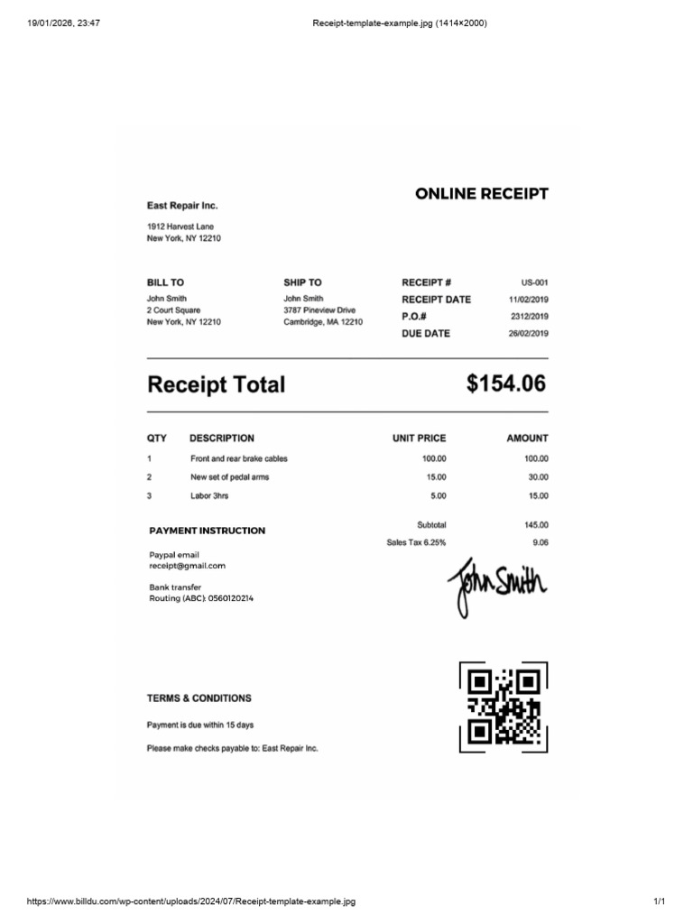 Receipt Template Example | PDF