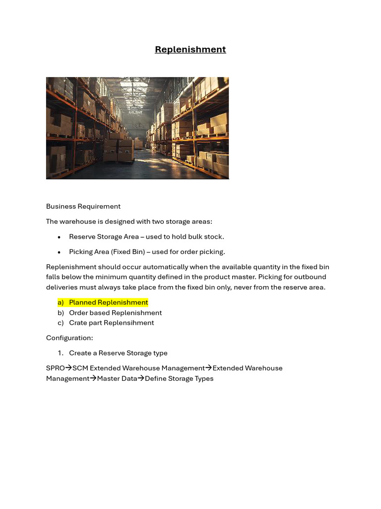 Warehouse Replenishment Process Guide | PDF
