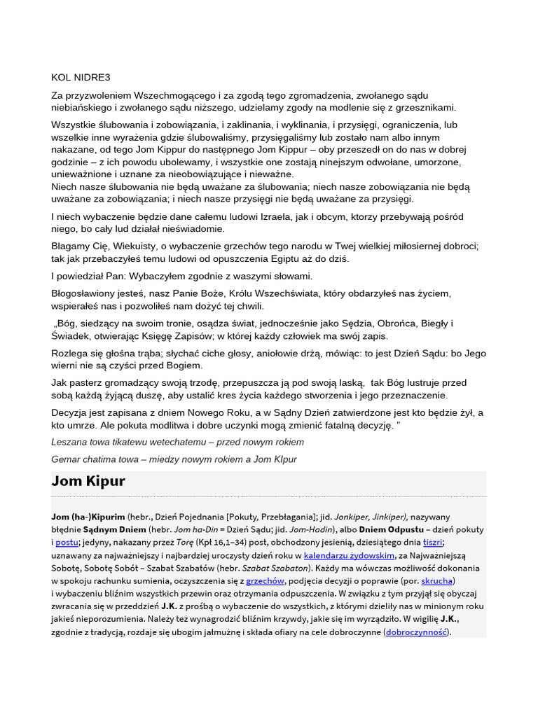Kol Nidre | PDF