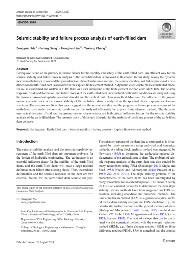 Seismic Stability of Earth-Filled Dams | PDF | Earthquakes | Strength ...
