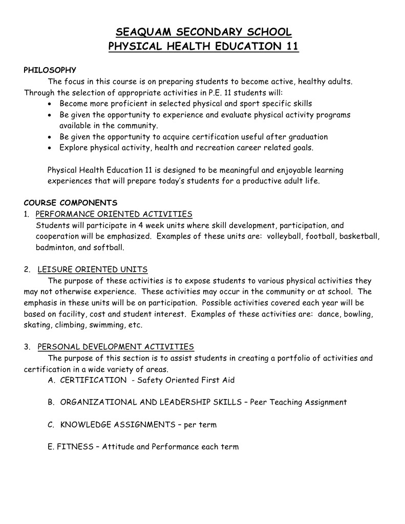 Physical Health Education 11 Overview | PDF | Health Education ...