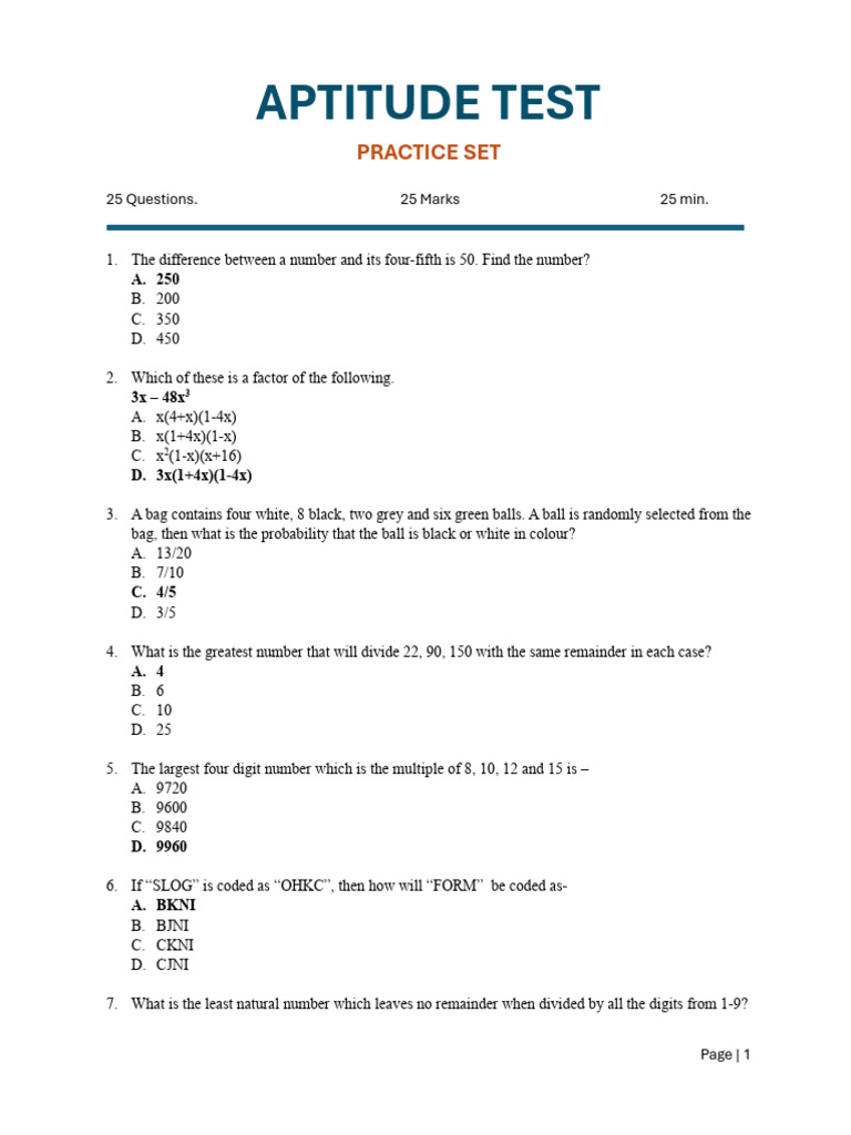 Accenture Practice Set-2 | PDF