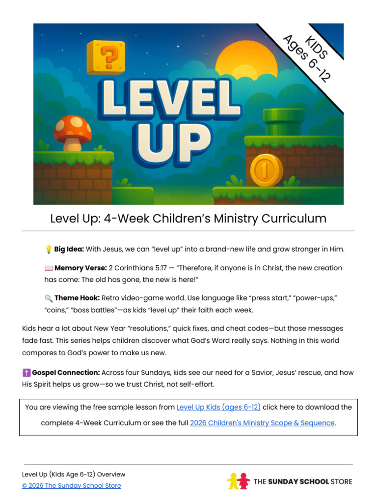 Level Up - Kids - Week 1 Sample Lesson | PDF | Jesus | God In Christianity