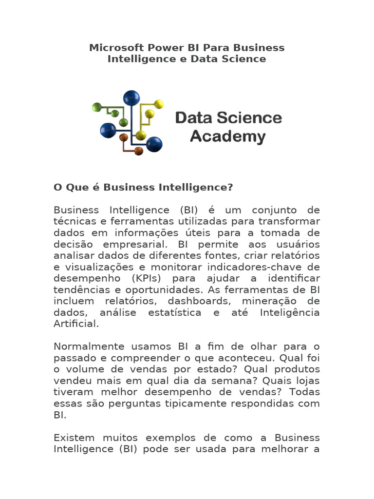 Power BI: Business Intelligence e Data Science | PDF | Inteligência ...