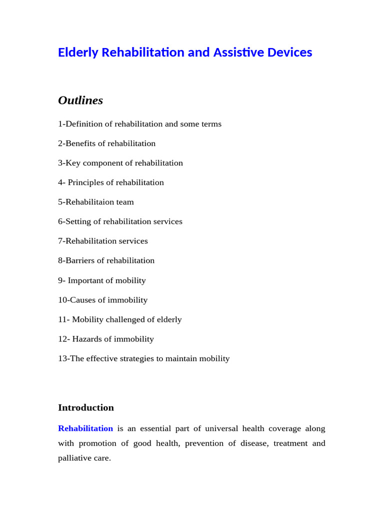 Elderly Rehabilitation & Mobility Solutions | PDF | Physical Therapy ...