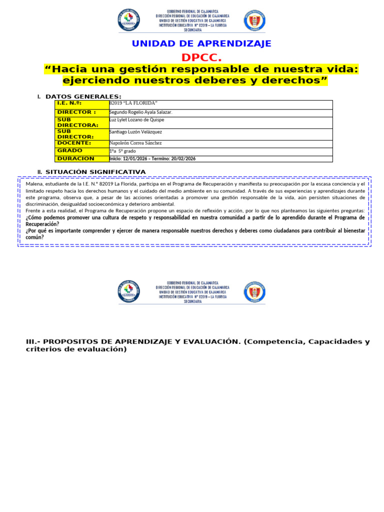 Unidad de Aprendizaje - Dpcc | PDF | Derechos humanos | Valores