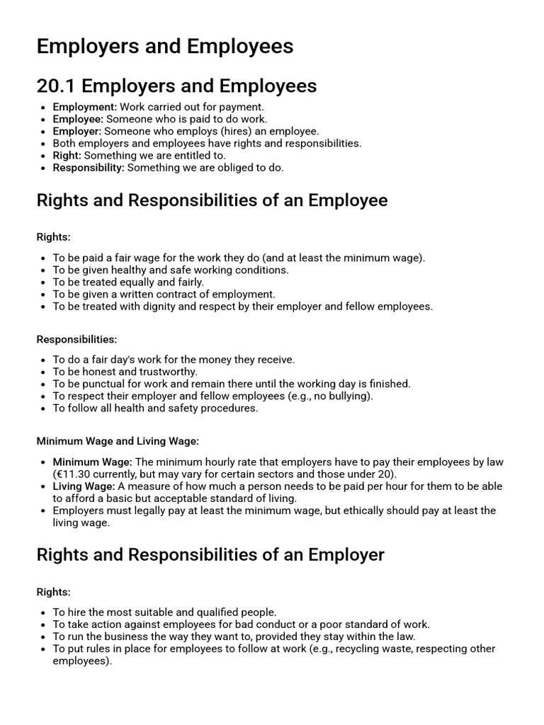 Employers and Employees: Rights & Duties | PDF | Employment | Strike Action