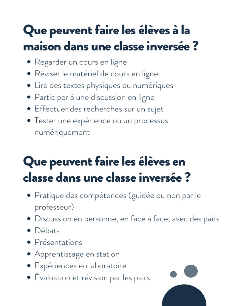 Activités des élèves en classe inversée | PDF