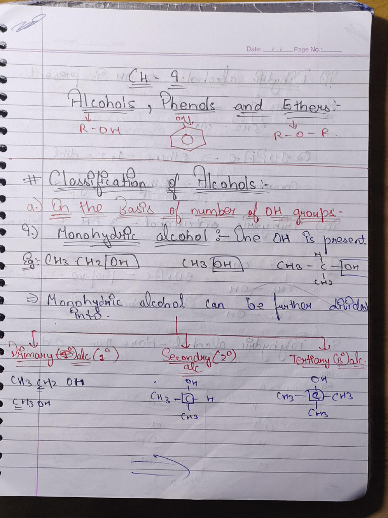 Alcohols, Phenols and Ethers Jee Notes | PDF