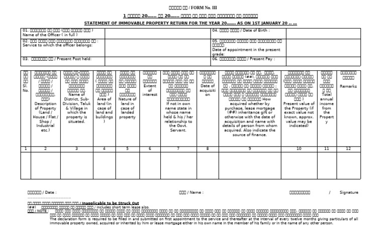 Immovable Property Return (IPR) | PDF
