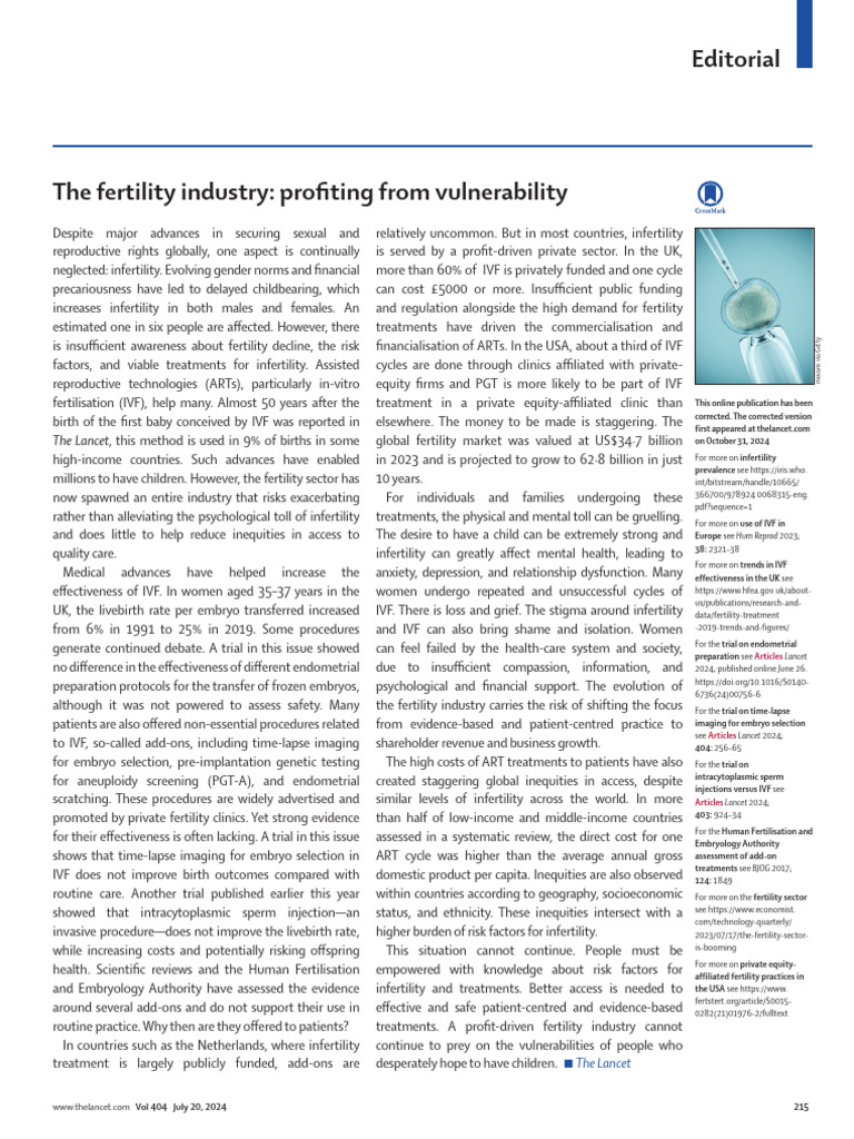 The Fertility Industry Profiting From Vulnerabili | PDF | In Vitro ...