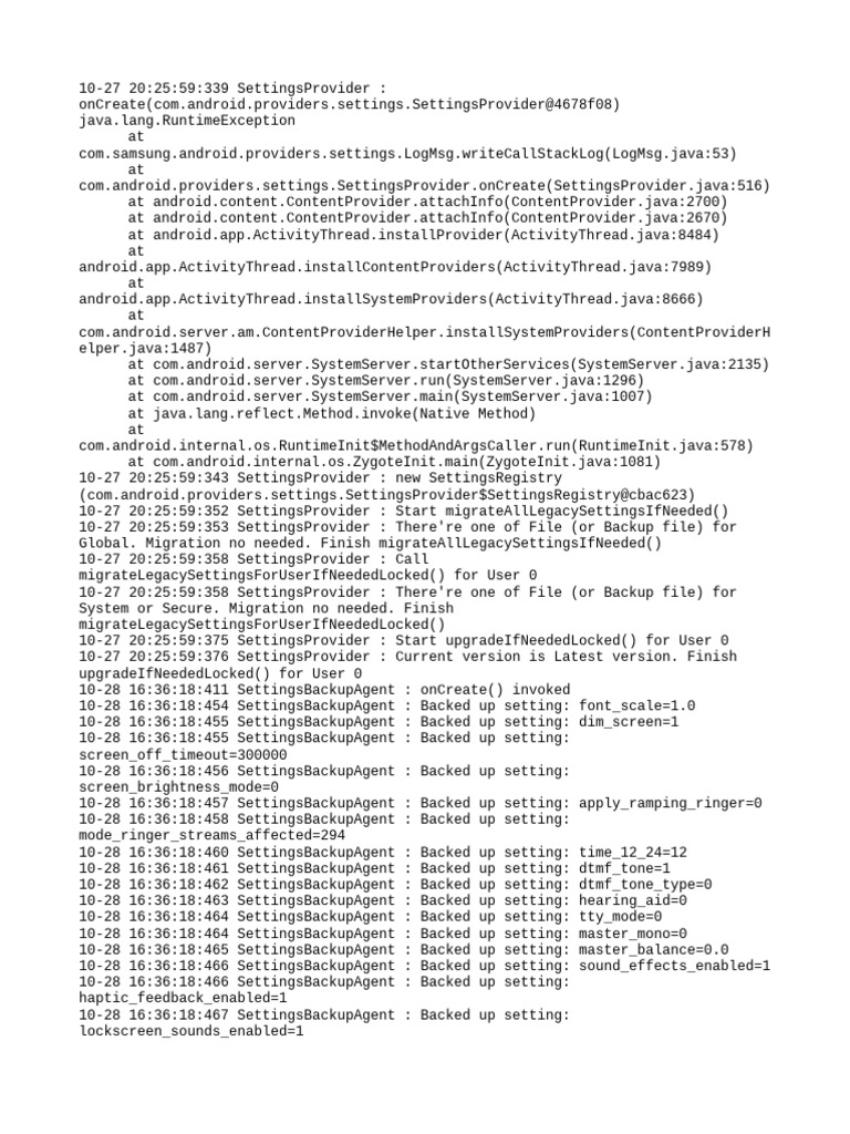 Samsung Settings Backup Log Analysis | PDF | Computing | Software