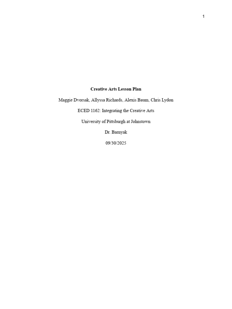 Kindergarten Creative Arts Lesson Plan | PDF | Emotions | Human ...